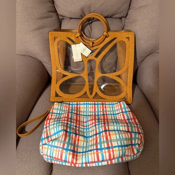 🦋Cato butterfly cutout clear bag faux leather with bonus bag inside NWT - Picture 4 of 5